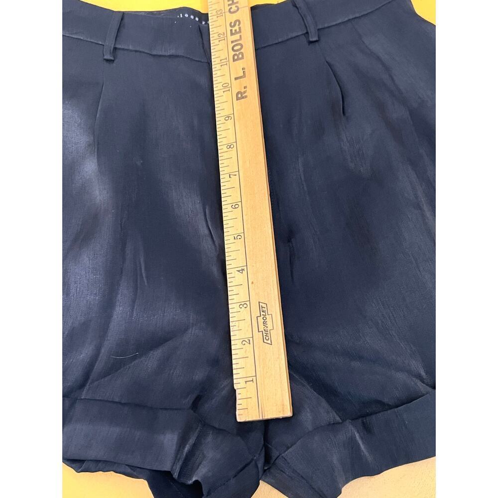 ☀️Endless Rose Satin High Waisted Pleated Cuffed Short Black Womens Size M - Picture 7 of 7